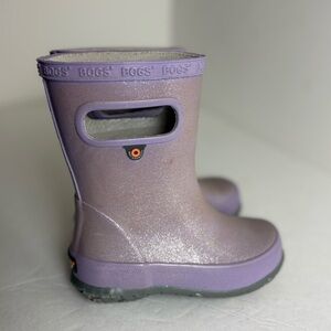 Bogs Skippers Glitter / Silver lilac Purple Rain Boots mid calf size 8